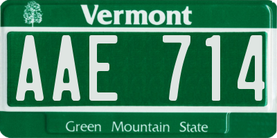 VT license plate AAE714