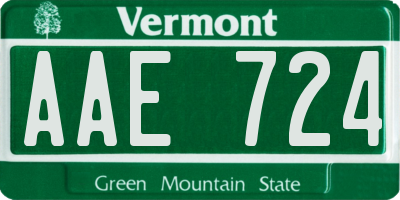 VT license plate AAE724