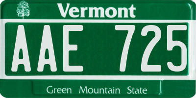 VT license plate AAE725