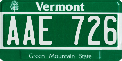 VT license plate AAE726