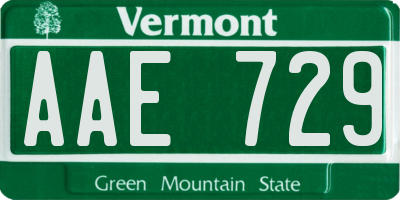 VT license plate AAE729