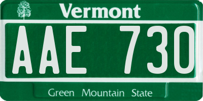 VT license plate AAE730