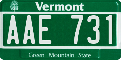 VT license plate AAE731