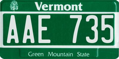 VT license plate AAE735