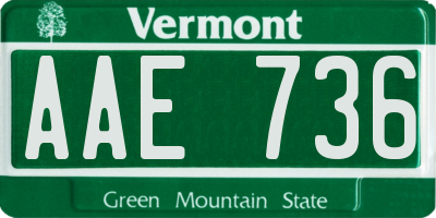 VT license plate AAE736