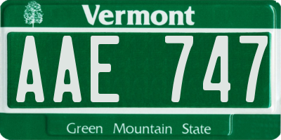 VT license plate AAE747