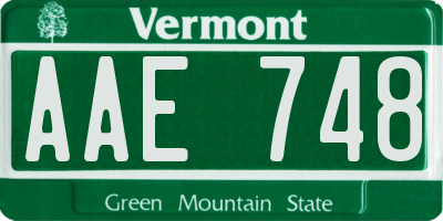 VT license plate AAE748