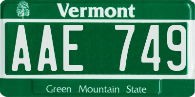 VT license plate AAE749