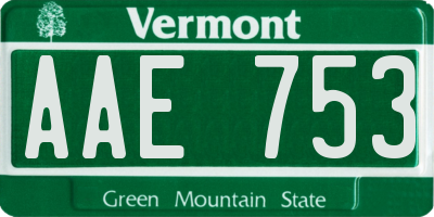 VT license plate AAE753