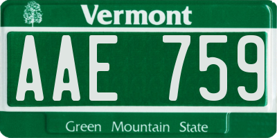 VT license plate AAE759