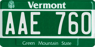 VT license plate AAE760