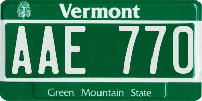 VT license plate AAE770