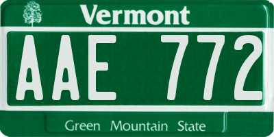 VT license plate AAE772