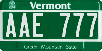 VT license plate AAE777