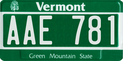 VT license plate AAE781