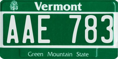 VT license plate AAE783