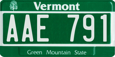 VT license plate AAE791