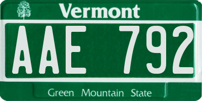VT license plate AAE792