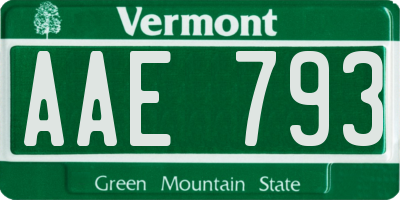 VT license plate AAE793