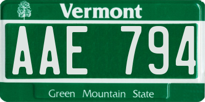 VT license plate AAE794