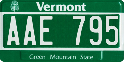 VT license plate AAE795