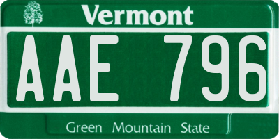 VT license plate AAE796