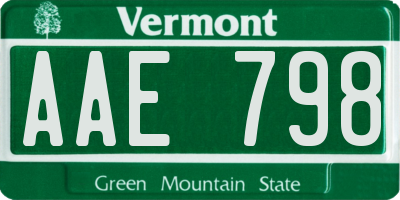 VT license plate AAE798