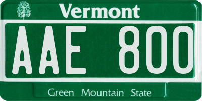 VT license plate AAE800