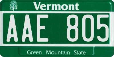 VT license plate AAE805