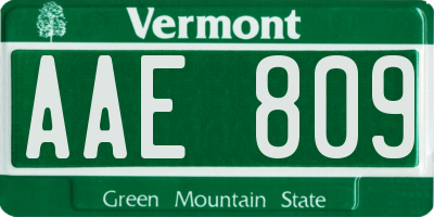 VT license plate AAE809