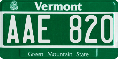 VT license plate AAE820