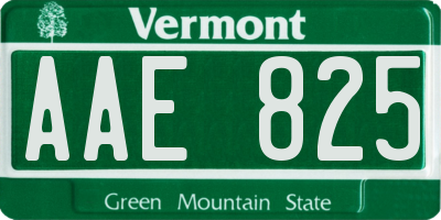 VT license plate AAE825