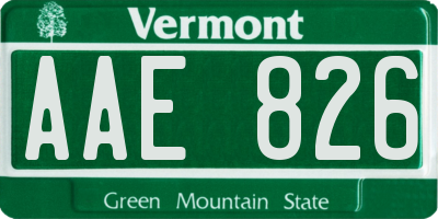 VT license plate AAE826