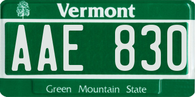 VT license plate AAE830