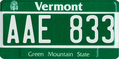 VT license plate AAE833