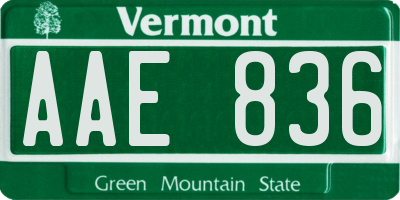 VT license plate AAE836