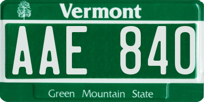 VT license plate AAE840