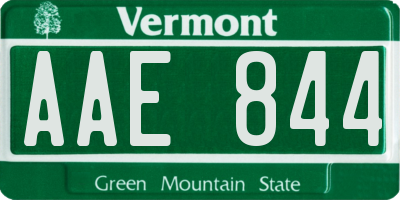 VT license plate AAE844