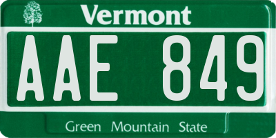 VT license plate AAE849