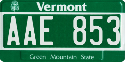 VT license plate AAE853