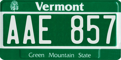 VT license plate AAE857