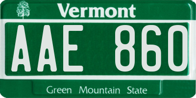 VT license plate AAE860