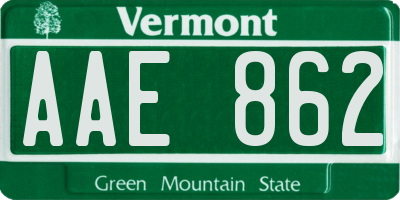 VT license plate AAE862