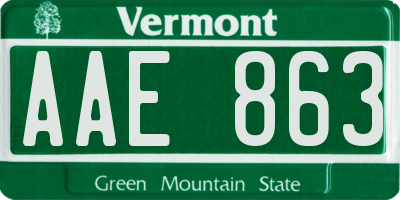 VT license plate AAE863