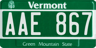 VT license plate AAE867