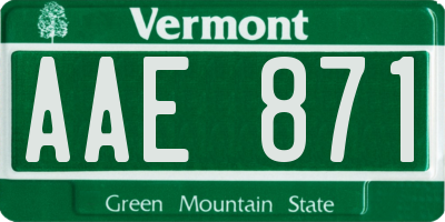 VT license plate AAE871