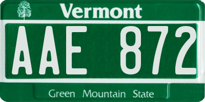 VT license plate AAE872