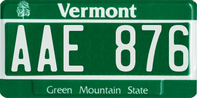 VT license plate AAE876