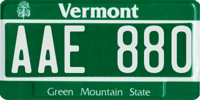 VT license plate AAE880