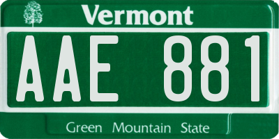 VT license plate AAE881